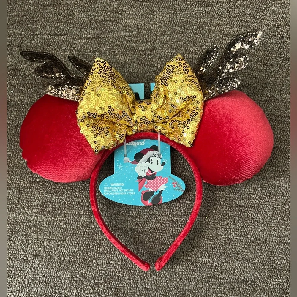 Disney Minnie Mouse holiday ears NWT